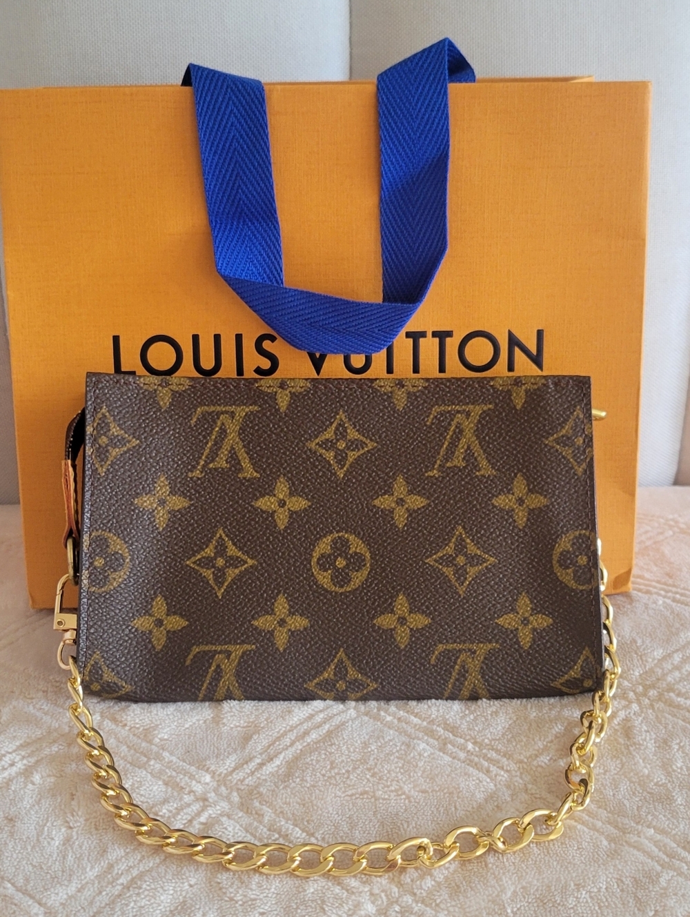 Louis Vuitton Monogram Mini Shoulder Bag in Brown and Gold - Picture 3 of 15
